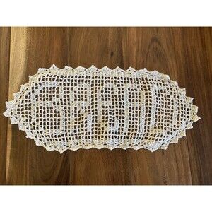 Bread Basket Doily Oval Handmade Crochet 100% Cotton Ecru
